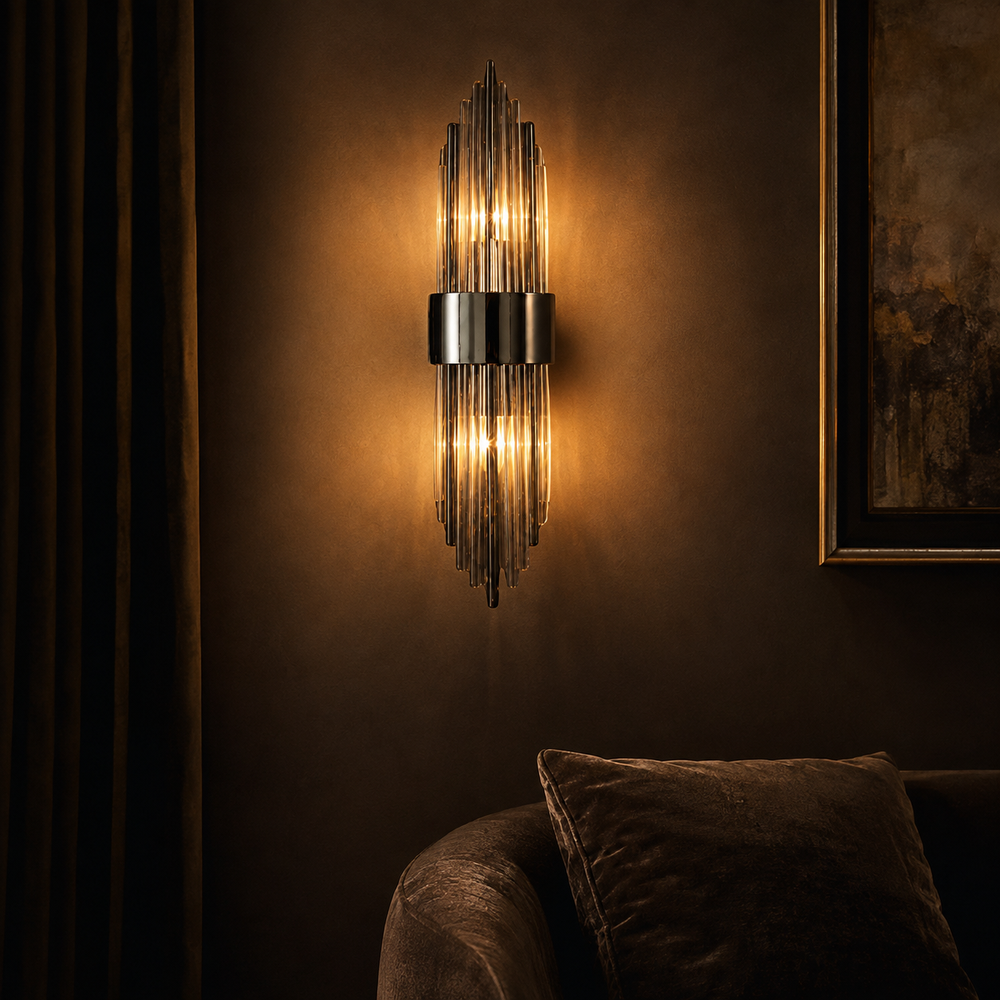 Applique cristal noire ambiance nuit #noir-petit-modele