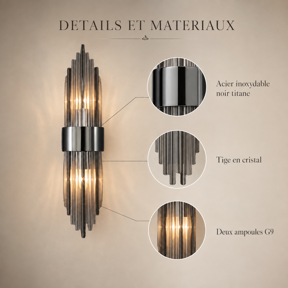 Details et materiaux applique cristal noire #noir-petit-modele