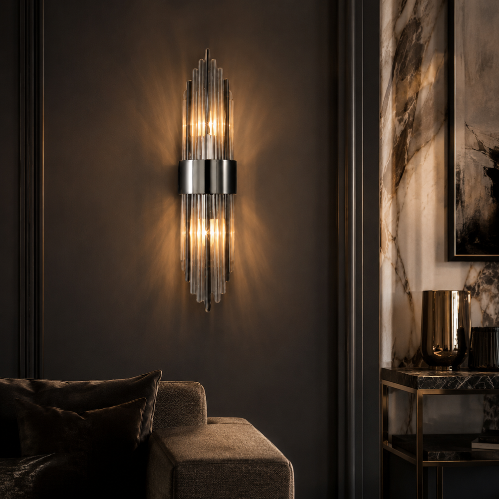 Applique cristal noire dans un salon #noir-petit-modele
