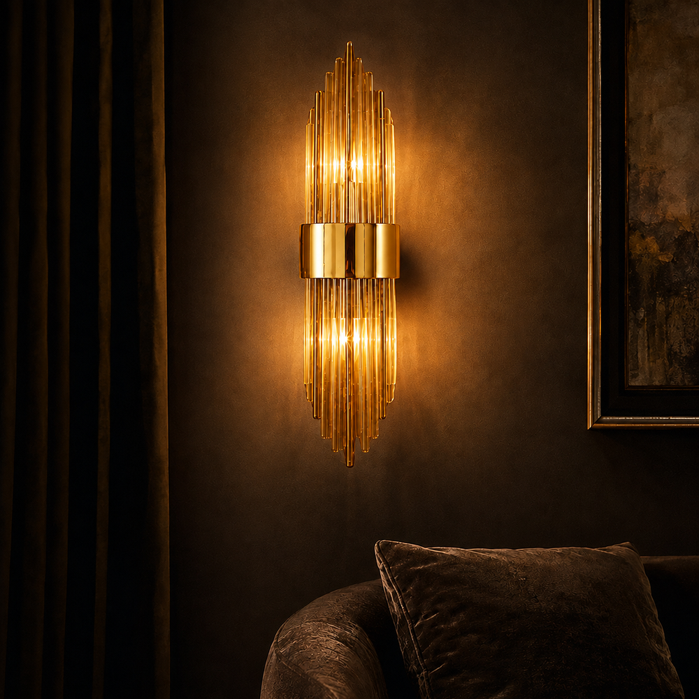 Applique cristal doree ambiance nuit #or-petit-modele