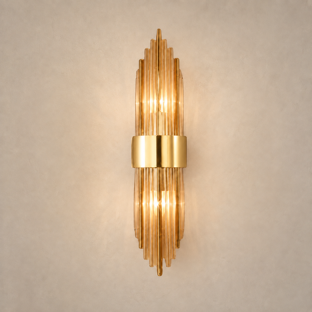 Applique cristal doree petit modele vue de face #or-petit-modele
