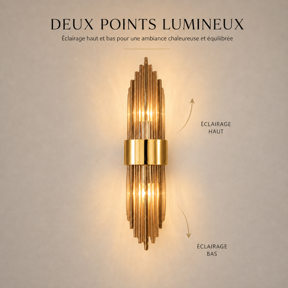 Deux points lumineux applique cristal doree #or-petit-modele