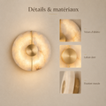 Détails et matériaux : veines d'albâtre, laiton doré, fixation murale #or