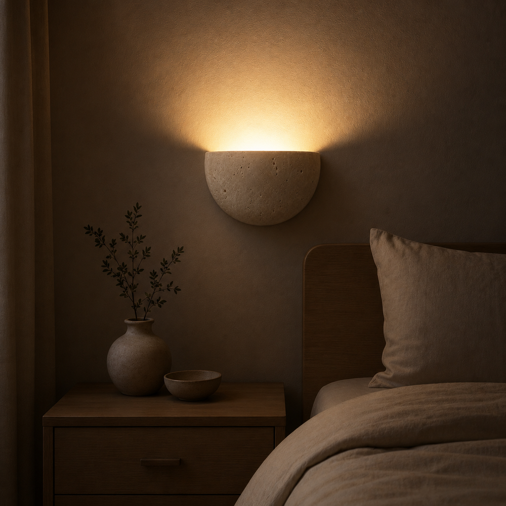 Applique rétro Wabi-Sabi la nuit, nappe de lumière montante