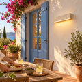 Applique murale salon en travertin, LED haut et bas - applique travertin exterieur terrasse mediterraneenne