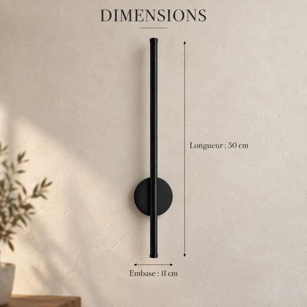 Applique murale chambre sans fil rechargeable, LED - applique v2 04 cotes #noir 50 cm