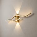 Applique murale salon LED, design moderne et simple - applique vague doree vue de cote #or