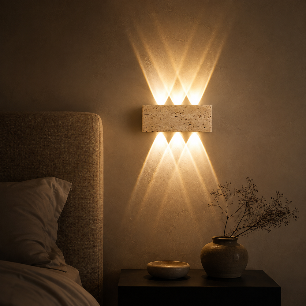 Applique Wabi-Sabi la nuit, éventails de lumière blanc chaud