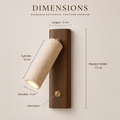Dimensions : cylindre 12 cm, hauteur totale 17 cm, largeur 5 cm #noyer