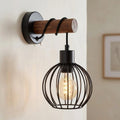 Applique murale chambre en bois, interrupteur, style industriel - bois cage 12 gros plan cage et ampoule