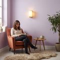 Applique murale salon en bois, moderne, douille E27 - bois carre 04 coin lecture lilas #carre