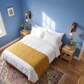 Applique murale salon en bois, vintage rétro, douille E27 - bois retro 02 chambre bleue vue de dessus