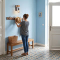 Applique murale salon en bois, vintage rétro, douille E27 - bois retro 05 entree bleu ciel