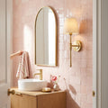 Applique murale chambre abat-jour tissu doré, style campagne - campagne salle de bain zellige rose