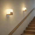 Applique murale salon en bois carrée, LED 3 températures G9 - cubo 07 montee d escalier