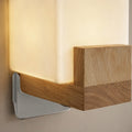 Applique murale salon en bois carrée, LED 3 températures G9 - cubo 11 gros plan bois et equerre