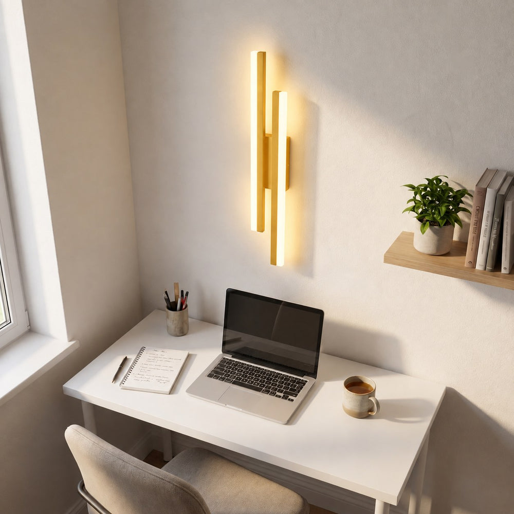 Applique murale salon LED design en métal, 50 cm - db bureau vu d en haut or #or #gauche
