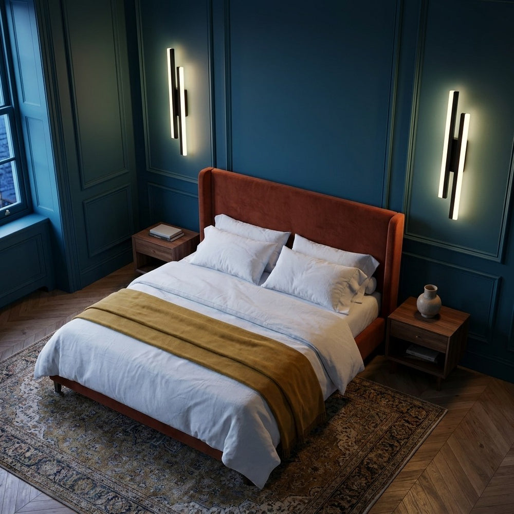 Applique murale salon LED design en métal, 50 cm - db chambre bleu canard #noir #gauche