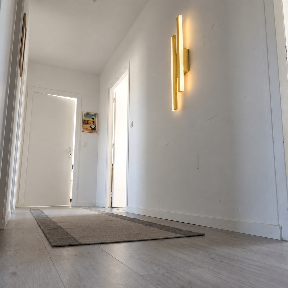 Applique murale salon LED design en métal, 50 cm - db couloir vu d en bas or miroir #or #droite