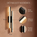 Applique murale salon LED design en métal, 50 cm - db details et matieres #noir