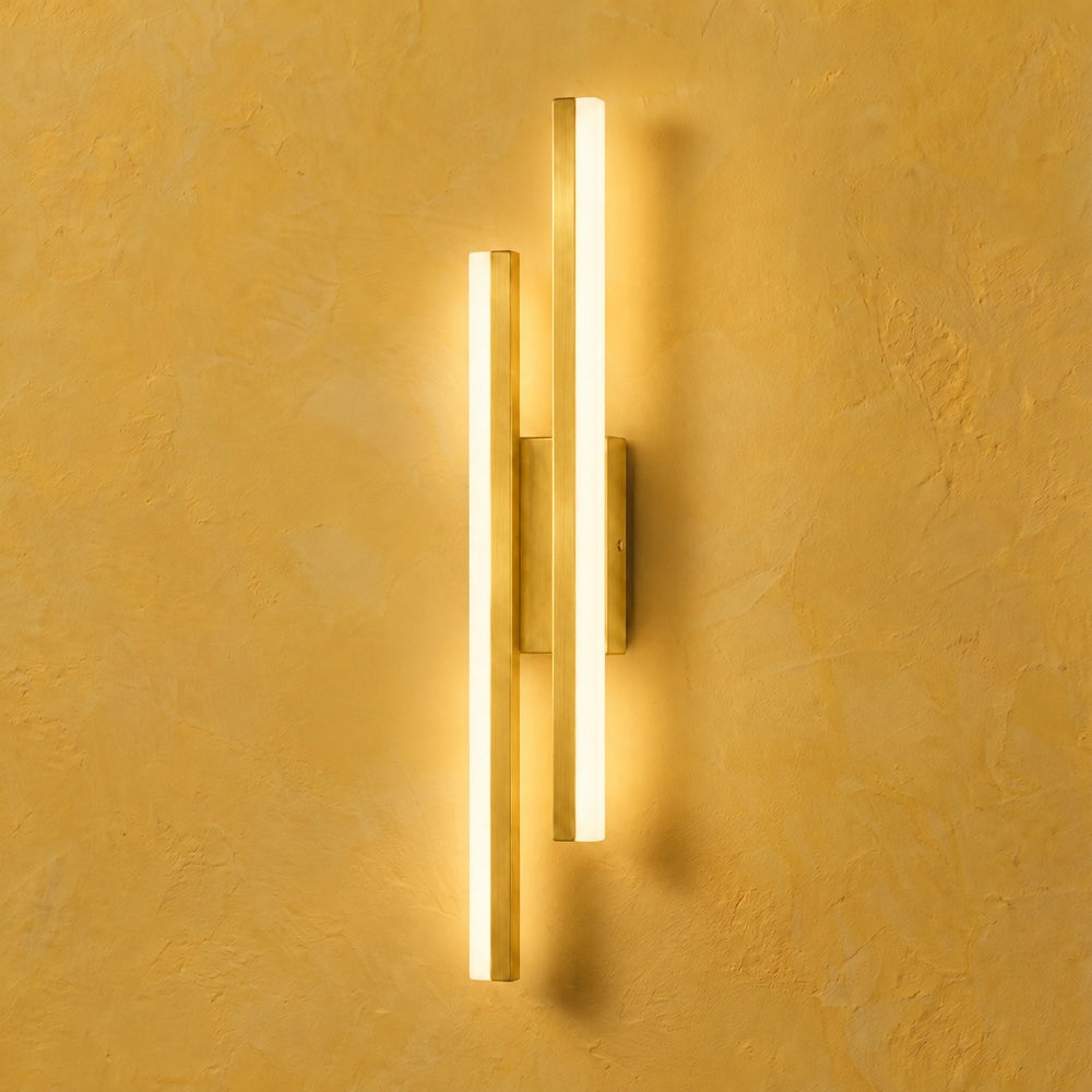 Applique murale salon LED design en métal, 50 cm - db hero mur jaune or miroir #or #droite