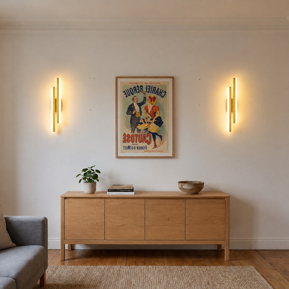Applique murale salon LED design en métal, 50 cm - db salon buffet or miroir #or #droite
