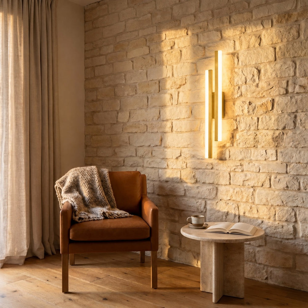 Applique murale salon LED design en métal, 50 cm - db salon mur de pierre or miroir #or #droite
