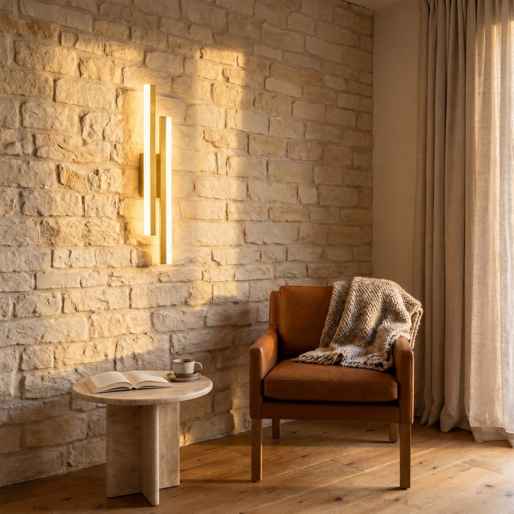 Applique murale salon LED design en métal, 50 cm - db salon mur de pierre or #or #gauche