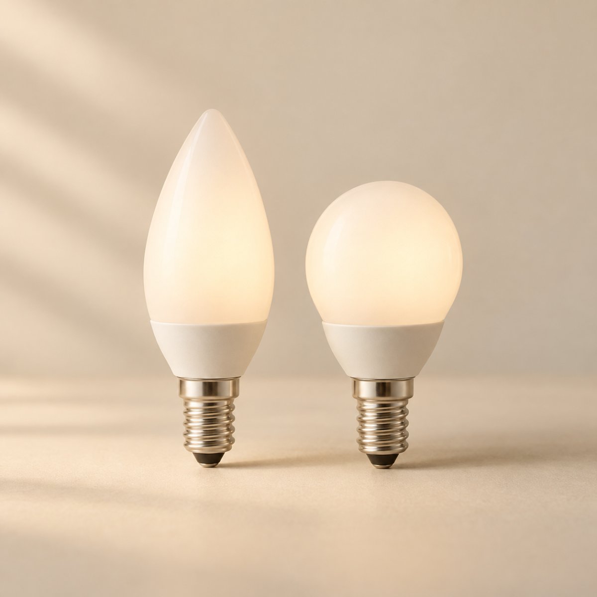 Ampoule LED E14 blanc chaud, lot de 2, lumière douce 2700 K - deux ampoules led e14 blanc chaud fond creme