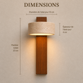 Dimensions : hauteur totale 23 cm, abat-jour 10 cm de diamètre et 4 cm d'épaisseur #noyer