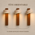 Tête orientable : le cylindre pivote pour orienter la lumière vers le bas ou sur le côté #noyer