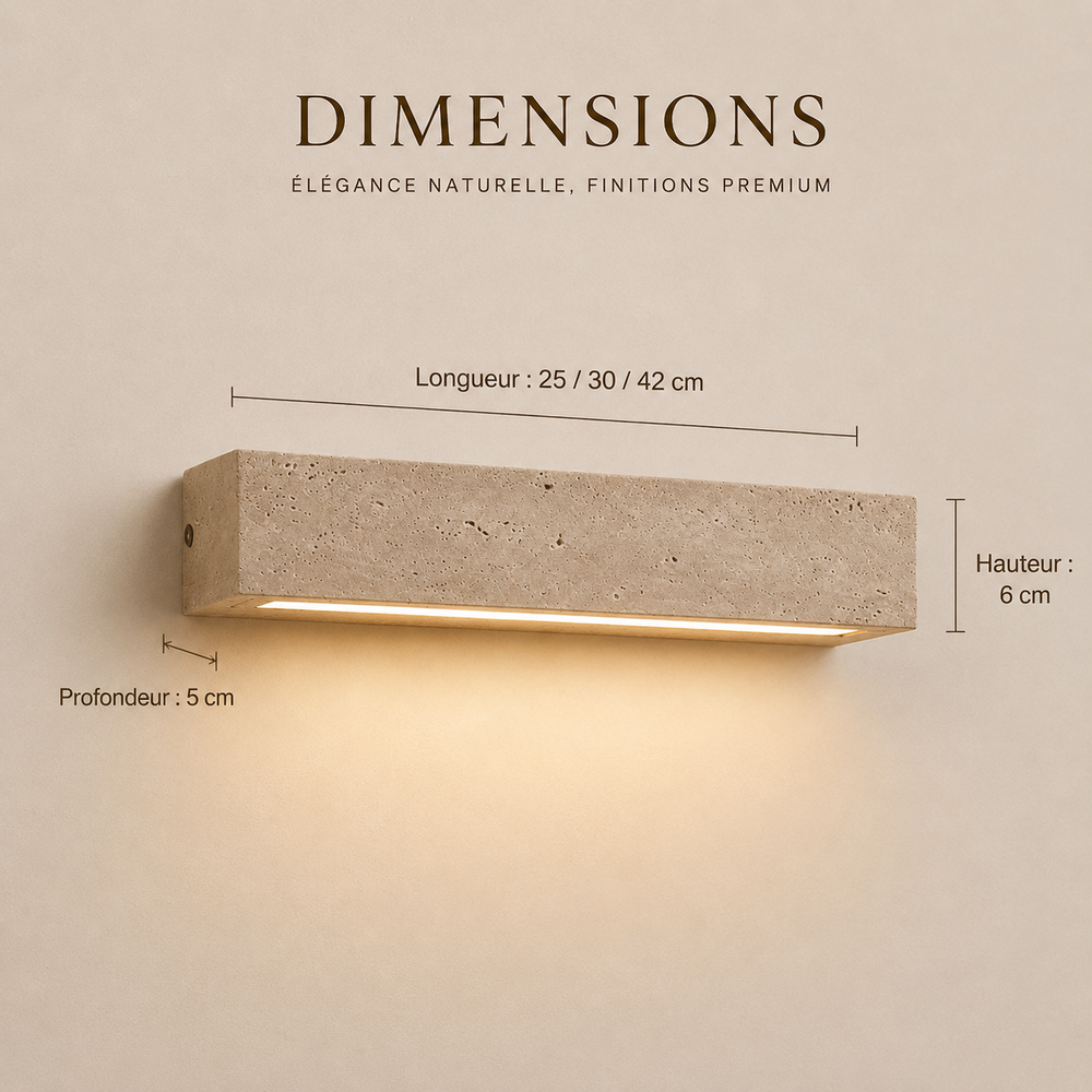 Dimensions : longueur 25, 30 ou 42 cm, hauteur 6 cm, profondeur 5 cm