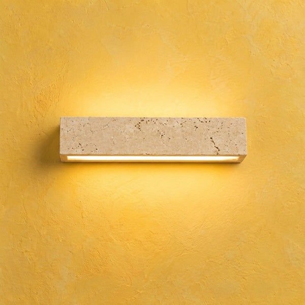 Applique murale salon en travertin, LED haut et bas