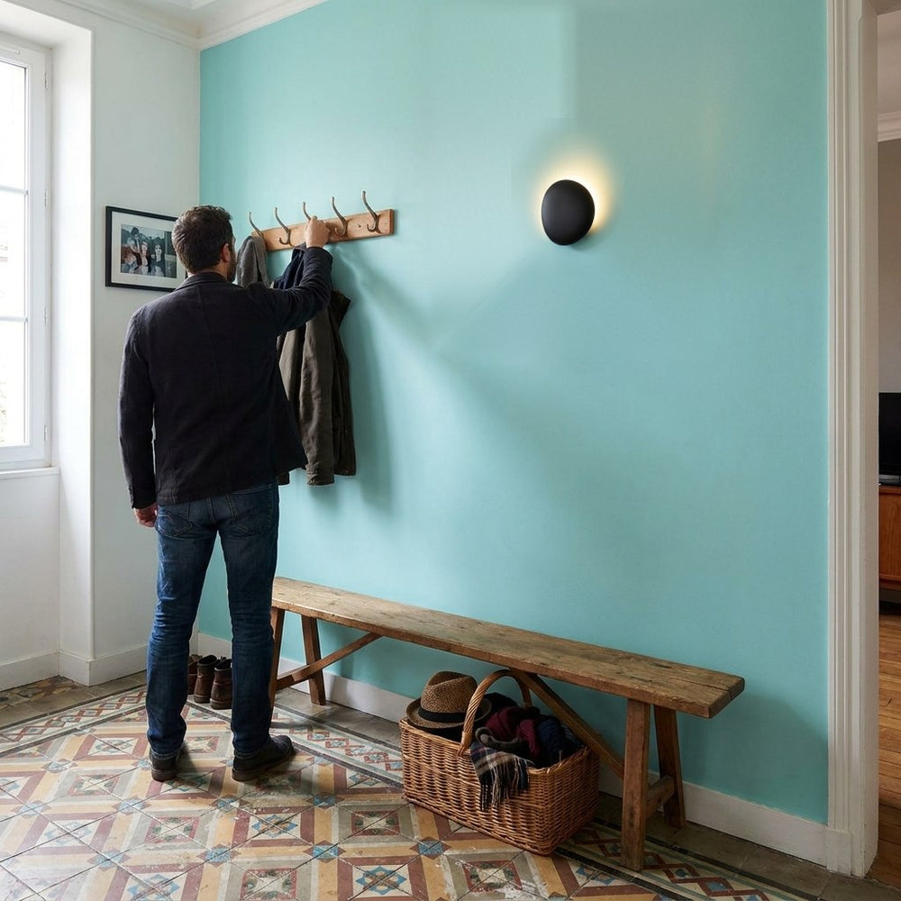 Applique murale intérieur LED en aluminium, design moderne - galet noir 10 entree turquoise #noir