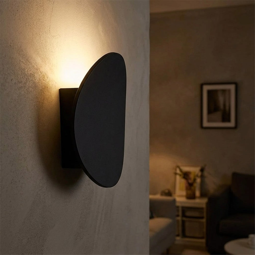 Applique murale intérieur LED en aluminium, design moderne - galet noir 13 gros plan de nuit #noir