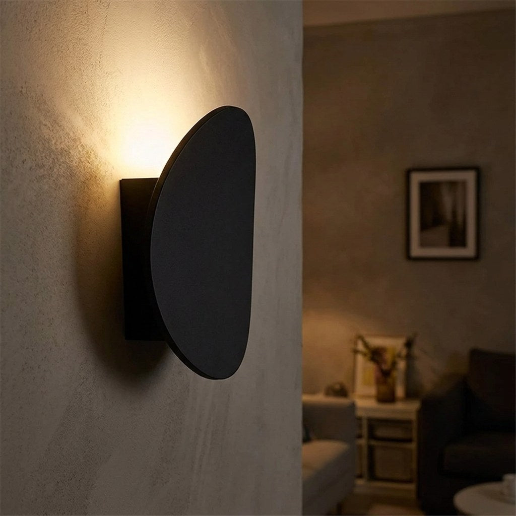 Applique murale intérieur LED en aluminium, design moderne - galet noir 13 gros plan de nuit #noir