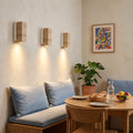 Applique murale japonaise en travertin jaune, salon - jap blanc coin repas banquette #carre-socle-blanc
