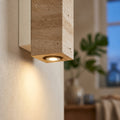 Applique murale japonaise en travertin jaune, salon - jap blanc gros plan spot #carre-socle-blanc