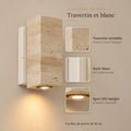 Applique murale japonaise en travertin jaune, salon - jap blanc matiere pierre #carre-socle-blanc