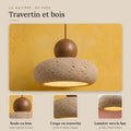 Suspension salon travertin, japonaise wabi-sabi, pierre Ø 15 cm - japonaise 03 la matiere de pres