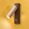 Applique murale liseuse travertin et bois, tête orientable - lio n jaune #noyer