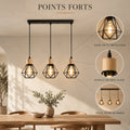 Lustre salon 3 lumières fer noir, forme diamant, douille E27 - lustre v2 03 atouts