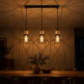 Lustre salon 3 lumières fer noir, forme diamant, douille E27 - lustre v2 10 obscurite
