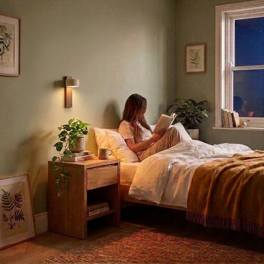 Applique murale chambre travertin et noyer, tête orientable - noa chambre petite applique #noyer
