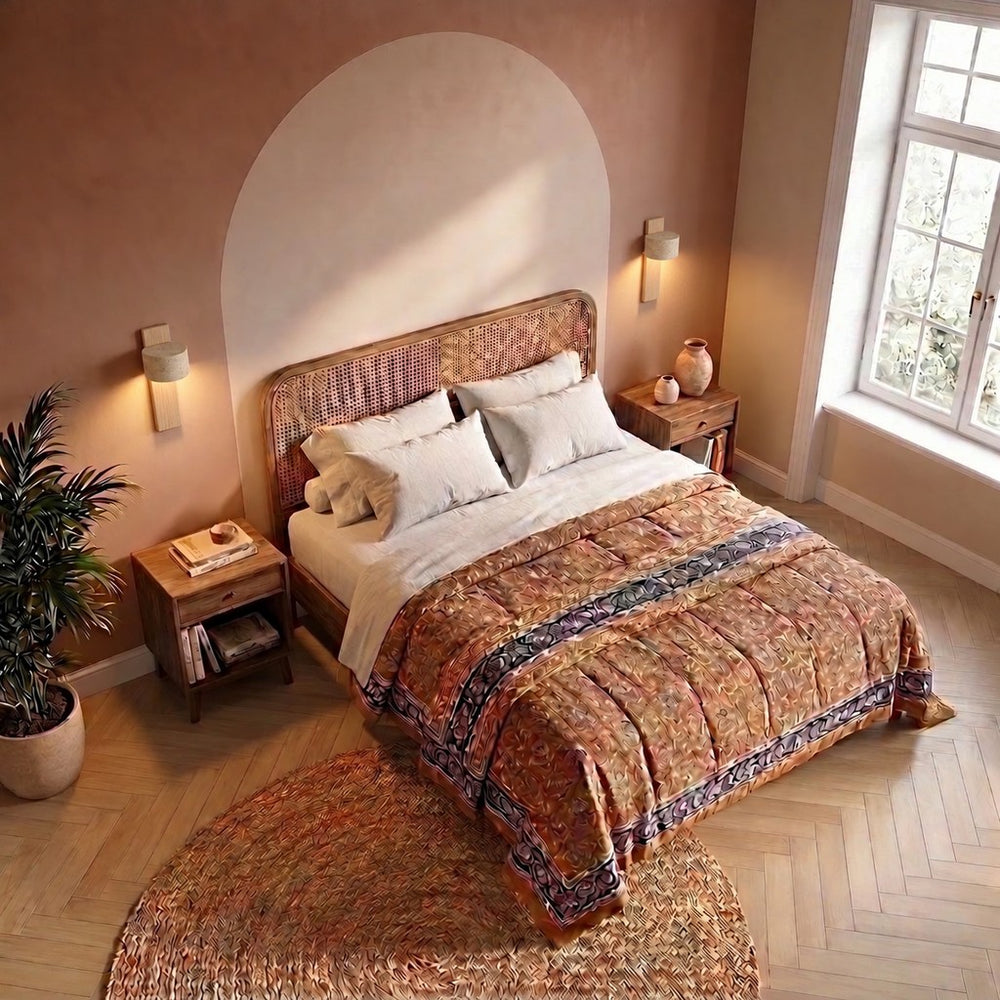 Applique murale chambre travertin et noyer, tête orientable - noa chambre plongee petite #bois-clair