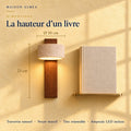Applique murale chambre travertin et noyer, tête orientable - noa la hauteur d un livre dimensions #noyer