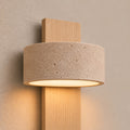 Applique murale chambre travertin et noyer, tête orientable - noa macro cylindre travertin #bois-clair