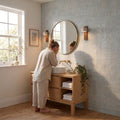 Applique murale chambre travertin et noyer, tête orientable - noa salle de bain lumineuse #noyer