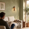 Applique murale chambre travertin et noyer, tête orientable - noa salon vert olive lecture #noyer
