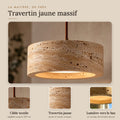 Suspension salon travertin jaune, pierre naturelle Ø 20 cm - okra 03 la matiere de pres